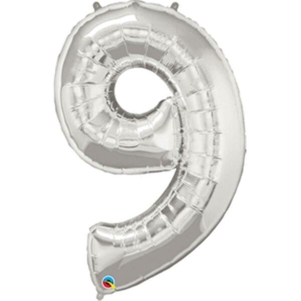 Anagram 42 in. Number 9 Silver Shape Air Fill Foil Balloon 87851